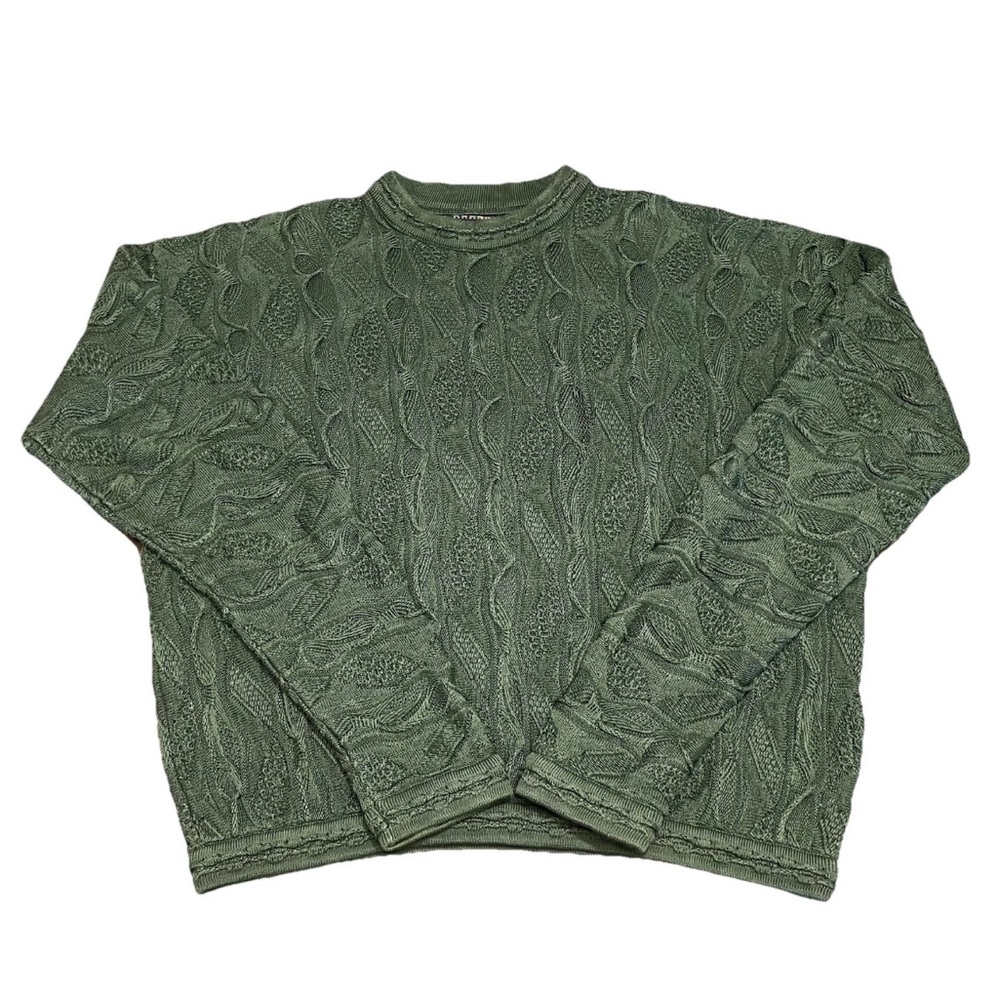 Rare Coogi Basics Authentic Mens Green Cotton Knit Sweater Size Large